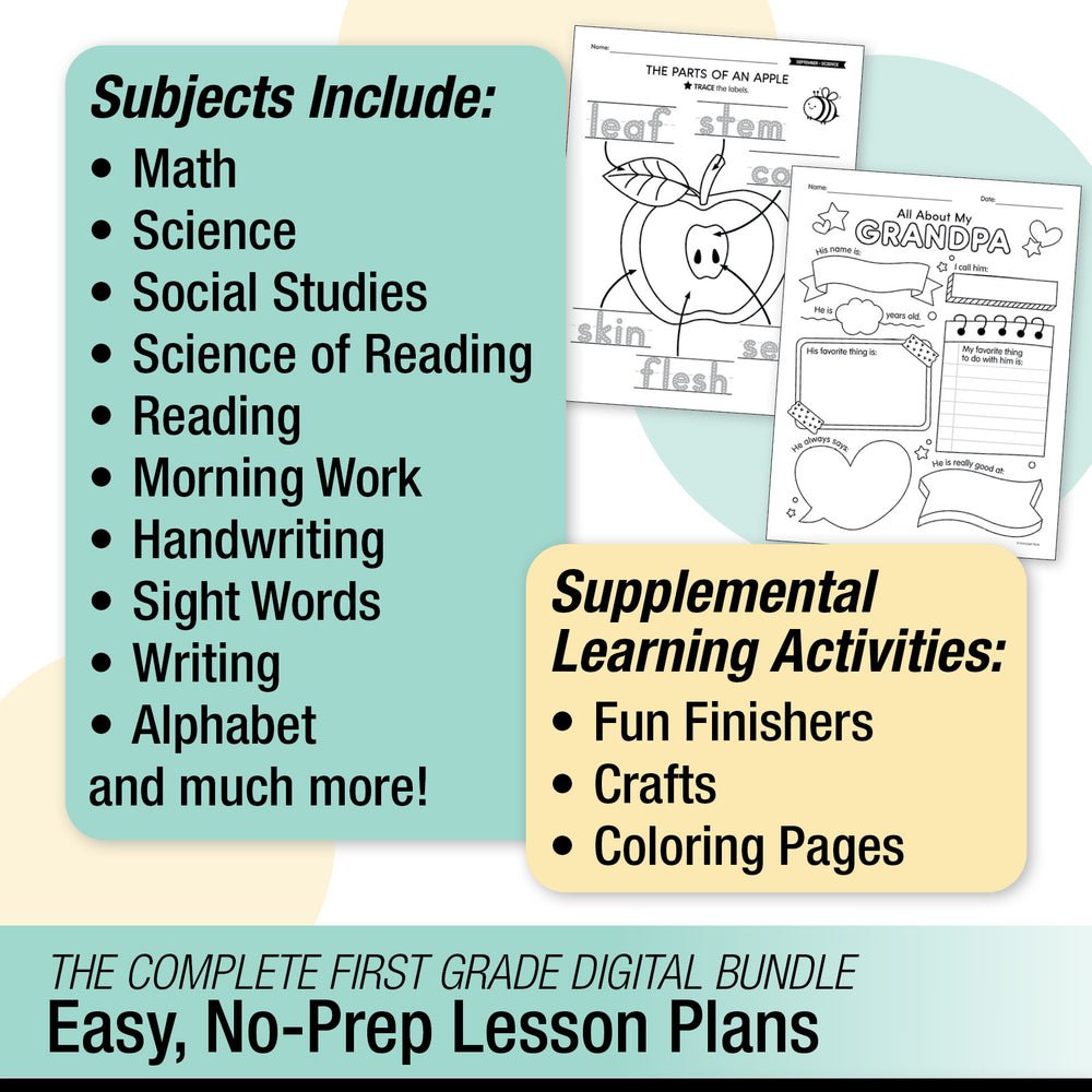 First Grade September Thematic Unit Bundle