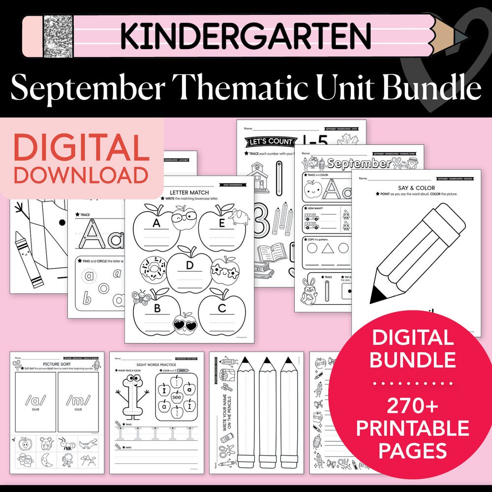 Printable Kindergarten September Thematic Unit Bundle