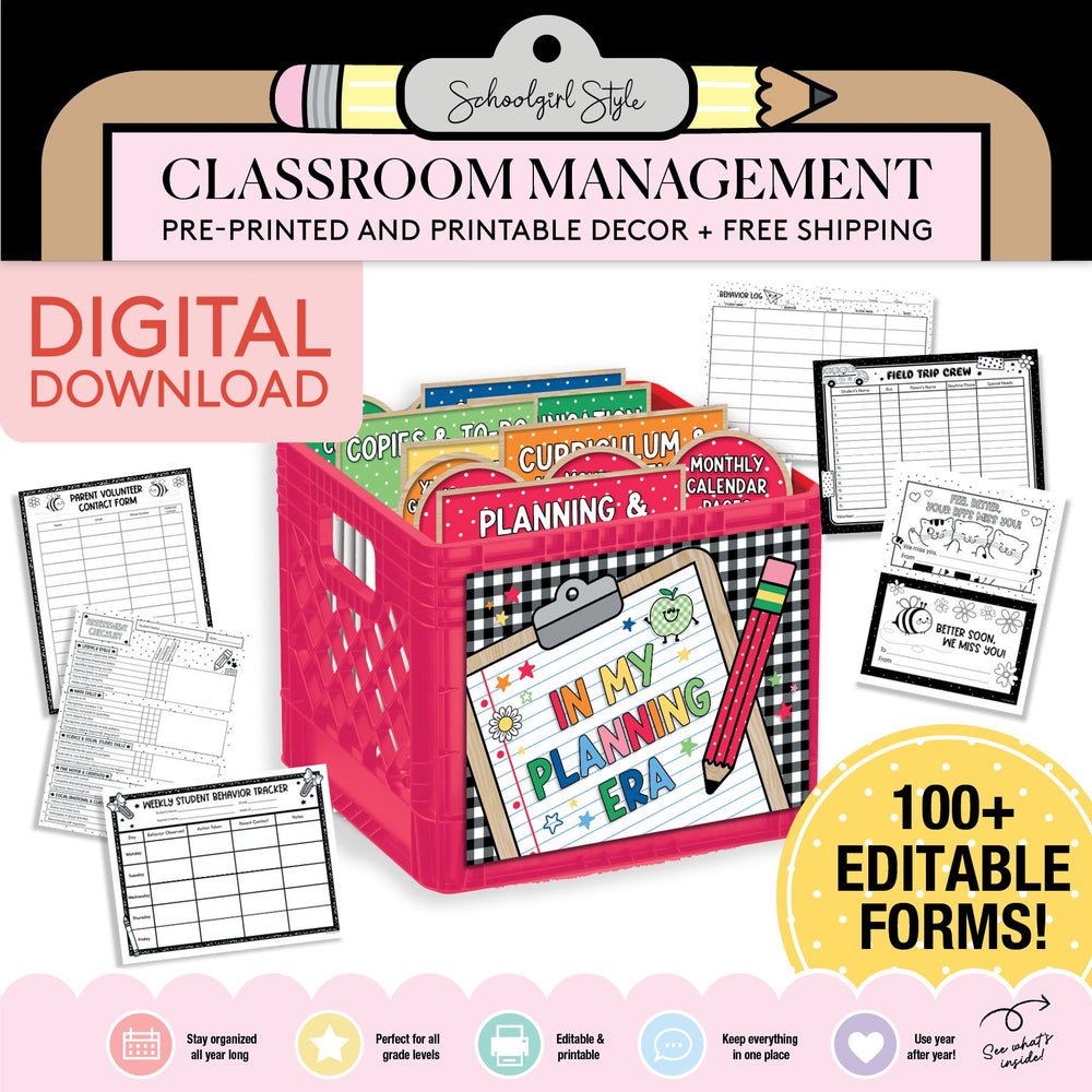 Printable Organized Teacher System Bin | 90s Teacher